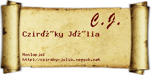 Cziráky Júlia névjegykártya